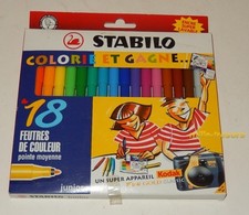 Ancien SET de 18 FEUTRES de COULEUR STABILO Concours KODAK 1998 FUN Gold Classic