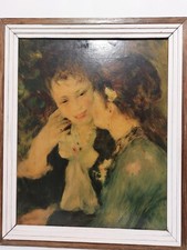 ANCIEN CADRE REPRODUCTION RENOIR CONVERSATION CONFIDENTIELLE TABLEAU AFFICHE