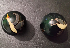 Boules (2) Chinoises Qi Gong Anti Stress Musicales, vert foncé, oiseaux (C2)