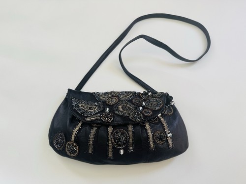 Sac main cuir perlé - sac,
