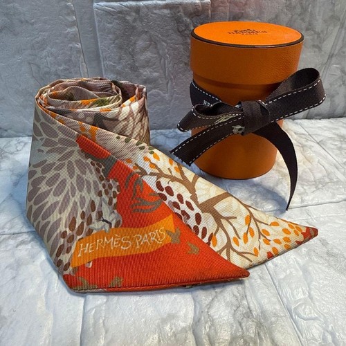 écharpe soie marron hermes - soie,