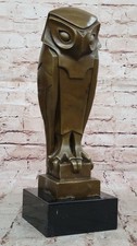 100% Solide Bronze Sur Marbre Base Moderne Art Déco Cubism Sculpture Hibou Dali