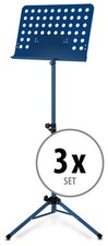 3x Pupitre Support Musique Partition Tripode Feuile Orchestre Ajustable Bleu Set