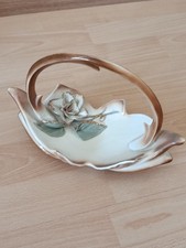 Panier Porcelaine Cluj Roumanie Fleur En Relief Années 1900