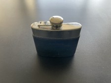 Ancien Flasque à alcool en inox et cuir Flacon Gourde / Vintage Collector