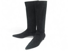 CHAUSSURES BOTTES PRADA EN VEAU VELOURS NOIR 38 IT 39 FR BLACK BOOTS SHOES 1700€
