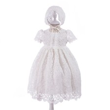 Robe En Dentelle Pour Filles Bébés Pour Le Baptême Avec Bonnet