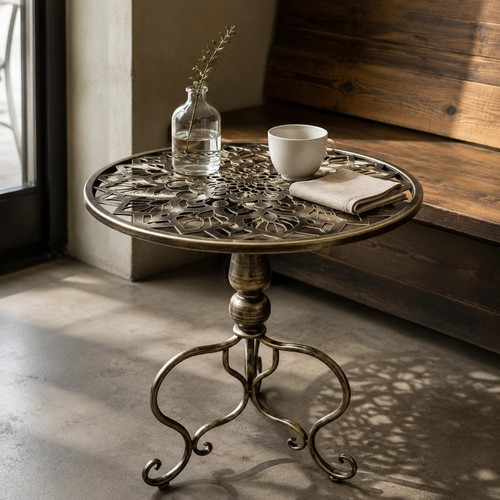 Petite table ronde sculptée - ronde,