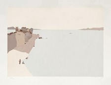 Bruno WIDMANN Pueblo de pescadores 1985 sérigraphie signée