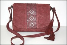 FUCHSIA Sac Besace Toile Synthétique Violine Mauve Bandoulière BE