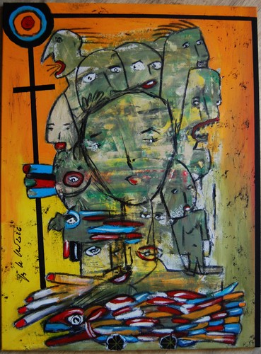 Art brut sur toile - , 80x60cm