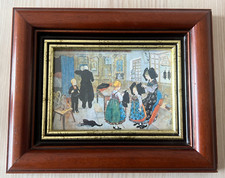 Vintage Ancien Tableau HANSI Image Scène de vie ALSACIENNE décors ALSACE