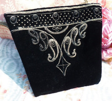 ANCIENNE PIÈCE D'ESTOMAC en VELOURS brodé FIL ARGENT pour costume régional 1900