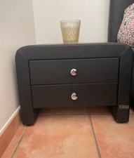 table de chevet similicuir noir 