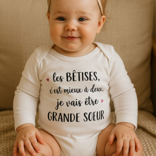Body bébé ou tee-shirt enfant personnalisé – Annonce grossesse frère ou soeur