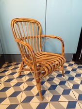 VINTAGE FAUTEUIL ENFANT ROTIN-osier-DESIGN 50 60 70
