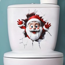 Autocollant WC Père Noël 3D décoration murale salle de bain Noël