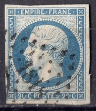 FRANCE ! Timbre NAPOLEON de 1854 n°14A bleu laiteux sur Grisâtre clair bleuté RR
