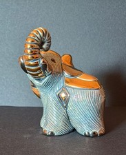 Eléphant signé De Rosa Rinconada. Fait main Uruguay. Doré et Platine. Collection