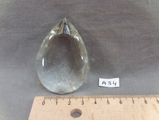Pampille en verre  ( lot de 1 ) forme goutte à facettes  63 / 42 mm  (A34)