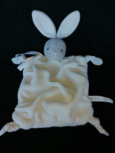 Doudou plat lapin plume gris - doudou,