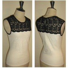 Top Karen MILLEN en Taille 10 (UK) soit 38 Crochet Noir et Bas Blanc TBE