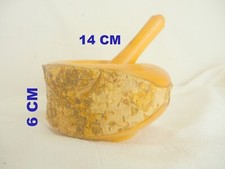 Mortier en bois d'olivier et pilon fait main 14 cm Bois brut naturel non traité
