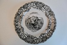 ANCIENNE ASSIETTE EN FAIENCE DE GIEN VIELLES CHANSONS N° 1 "FANFAN LA TULIPE"
