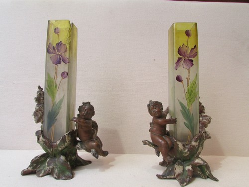 Ancienne paire vases putti - ancienne, de