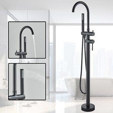 Robinet de baignoire Autoportant Sol Mitigeur avec Bifonctionnel Douchette Noir