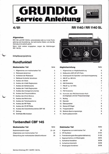 Manuel service pour grundig - manuel, de