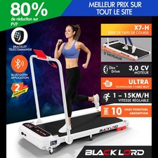 BLACK LORD Tapis de Course Électrique Incliné Amortisseurs Pliable Blanc