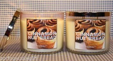 2 Bath & Body Works CINNAMON NUT BREAD 3-Wick Scented 14.5 oz Candle