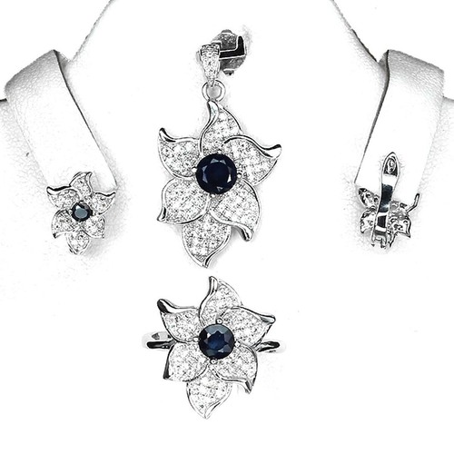 Parure saphir bleu - parure, pendentif