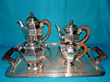 CHRISTOFLE SERVICE A CAFE A THE ART DECO  4 PIECES + PLATEAU METAL ARGENTE