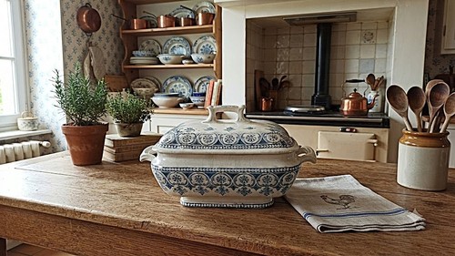 Ancienne soupiere bleue - ancienne,