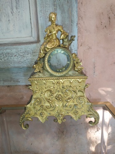Pendule bronze doré femme - pendule,