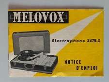 ANCIENNE NOTICE D'EMPLOI MELOVOX ELECTROPHONE 3479