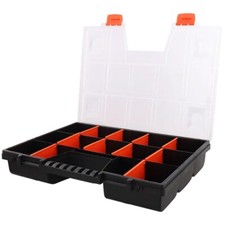 GRANDE BOÎTE CASIER RANGEMENT NOIR & TRANSPARENT 8 CASES 300X400X60 MM 