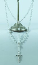 Fine opaline glass& silver Antique french hand Rosary 19THc silver