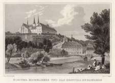 Bamberg Monastère Michelsberg Original Table en Acier Poppel 1846