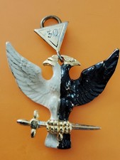 Rare Bijou maçonnique de grade – Aigle bicéphale – Noir et blanc