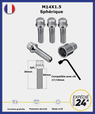 Vis antivol de roues M14X1.5 assise sphérique filetage 40mm