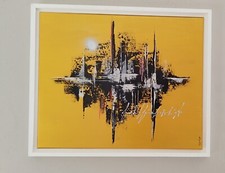 tableau abstrait art contemporain moderne – peinture métallisée or et argent