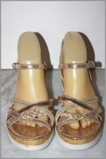 SAN MARINA  Sandales à Lanières Cuir Doré T 39 TBE