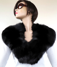 Fourrure Écharpe Renard Bleu Col Filets Manteau Étole Cape Veste Gothique Noir