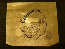 Ancien pochoir cuivre de pâtisserie pour décor sucre glace   Communion