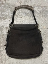 Yves Saint Laurent Black Canva Leather Metal Horn Handle Bag (One Size)