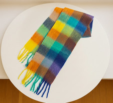 Echarpe d'hiver épaisse multicolore, teinte bleu et vert