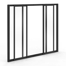 Verrière atelier coulissante 4 vitrages L. 120 x H.108 cm en métal noir et verre